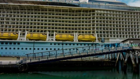 August 23, 2024. Passengers walking through a Cruise Ship Gangway Timelapse. Video stock 283135615