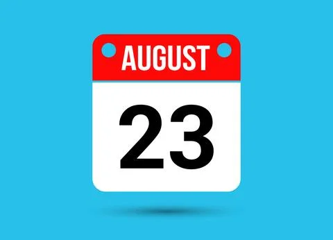 August 23 Calendar Date Flat Icon Day 23 Vector Illustration Stock Illustration