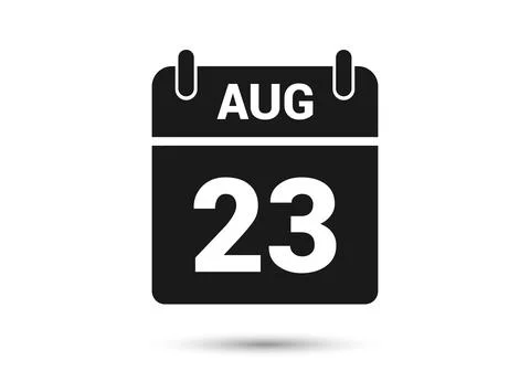 August 23 Calendar Date Flat Icon Stock Illustration
