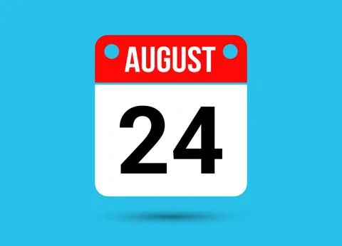 August 24 Calendar Date Flat Icon Day 24 Vector Illustration Stock Illustration