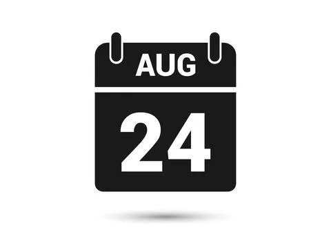 August 24 Calendar Date Flat Icon Stock Illustration