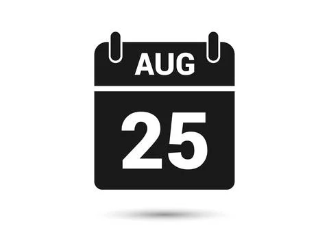 August 25 Calendar Date Flat Icon Stock Illustration