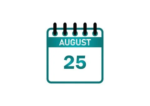August 25 Calendar Date 库存插图