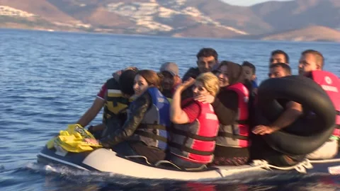 August 26, 2015 Bodrum Turkey. Syrian refugees fleeing from war trying to go out Video stock 143722065