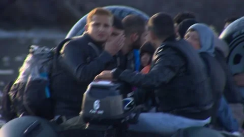 August 26, 2015 Bodrum Turkey. Syrian refugees fleeing from war trying to go out Stock Footage 143722107