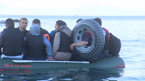 August 26, 2015 Bodrum Turkey. Syrian refugees fleeing from war trying to go out Video stock 143722160