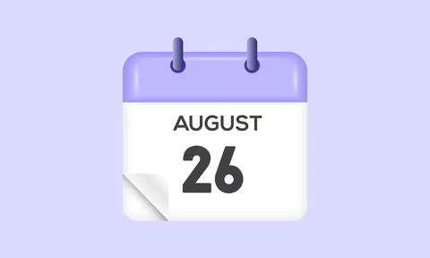 August 26 - calendar and Time planner. Daily Calendar Icon reminder. Vector.. Stock Illustration