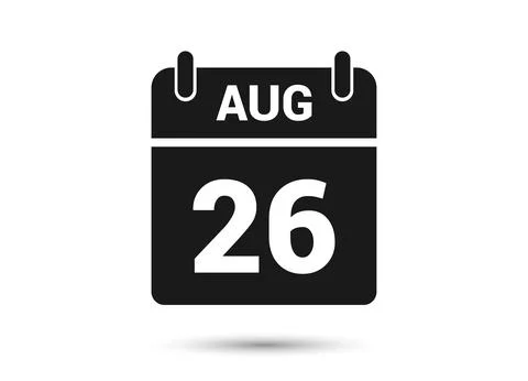 August 26 Calendar Date Flat Icon Stock Illustration