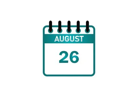 August 26 Calendar Date Illustrazione stock