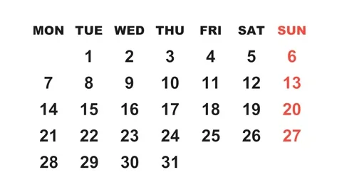 August 27, 2028, Animated 2025 planner showcasing August calendar, highlighting Stock Footage 320082491