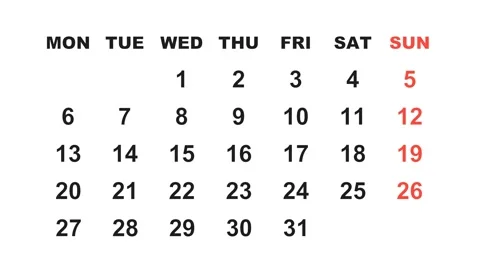 August 27, 2029, Animated 2026 planner showcasing August calendar, highlighting Stock Footage 320082494