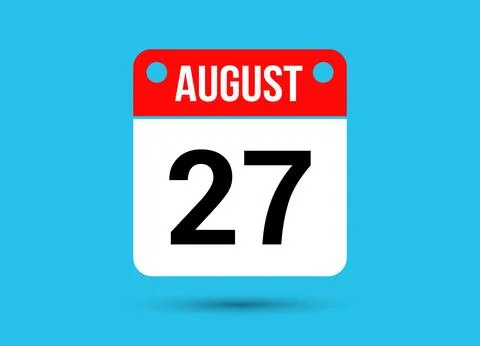 August 27 Calendar Date Flat Icon Day 27 Vector Illustration Stock Illustration