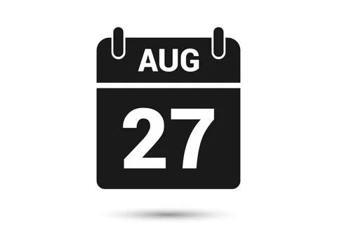 August 27 Calendar Date Flat Icon Stock Illustration