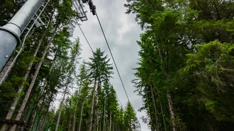 August 28, 2024. Icy Strait Point Gondolas Cable Cars Timelapse. Video stock 283134813