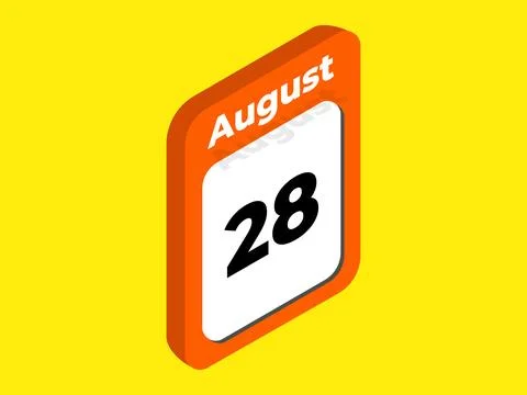 August 28- Calendar date icon vector illustration Stock Illustration