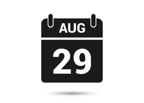 August 29 Calendar Date Flat Icon Stock Illustration