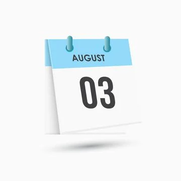 August 3 - calendar and Time planner. Daily Calendar Icon reminder. Vector .. Stock Illustration