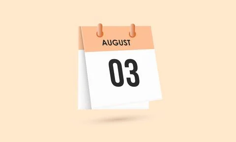 August 3 - calendar and Time planner. Daily Calendar Icon reminder. Vector .. Stock Illustration