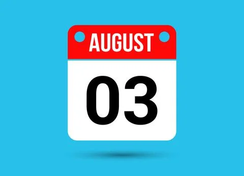 August 3 Calendar Date Flat Icon Day 3 Vector Illustration Stock Illustration