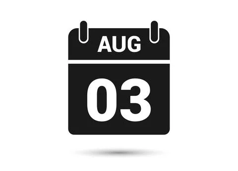 August 3 Calendar Date Flat Icon Stock Illustration