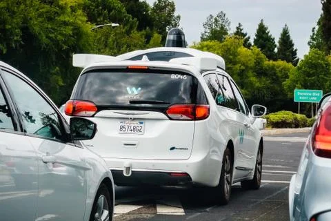 August 30, 2018 Mountain View / CA / USA - Waymo self driving car performing  Stock Photos