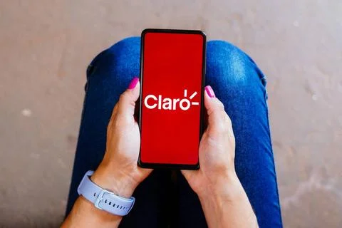  August 30, 2023, Brazil. In this photo illustration, the Claro logo is di... Stock Photos