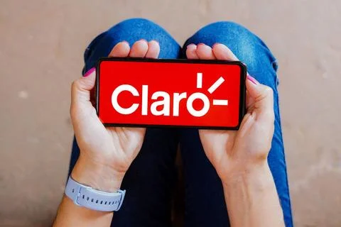  August 30, 2023, Brazil. In this photo illustration, the Claro logo is di... Stock Photos