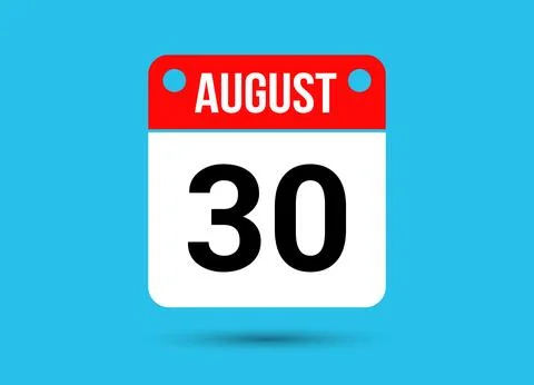 August 30 Calendar Date Flat Icon Day 30 Vector Illustration Stock Illustration