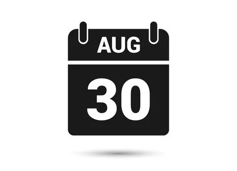 August 30 Calendar Date Flat Icon Stock Illustration