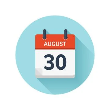 August 30. Vector flat daily calendar icon. Date and time, day, month 2018 Stock Illustration