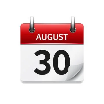 August 30. Vector flat daily calendar icon. Date and time, day, month. Holiday. Stock Illustration