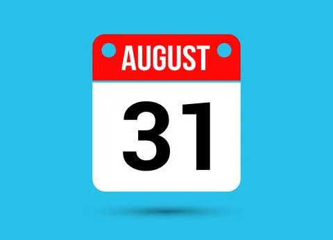 August 31 Calendar Date Flat Icon Day 31 Vector Illustration Stock Illustration