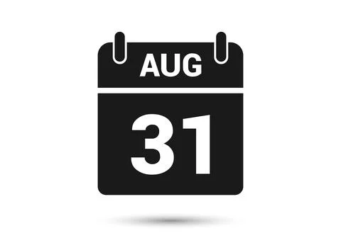 August 31 Calendar Date Flat Icon Stock Illustration