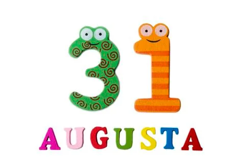 August 31st. An image from 31 August, close-up of numbers and letters on a wh Stock Photos