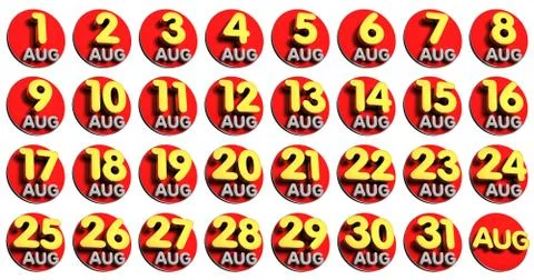 August 3D.(with Clipping Path). Stock Illustration