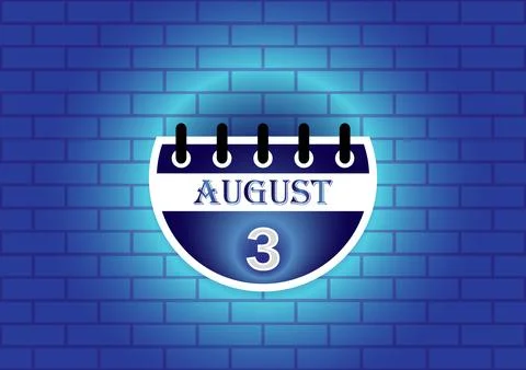 August 3rd calendar date on a blue brick wall background. Perfect for sched.. Ilustración de archivo