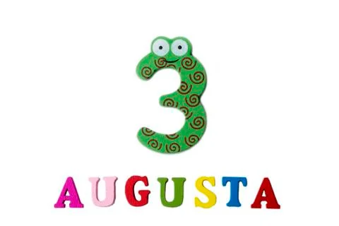 August 3rd. Image of August 3, close-up of numbers and letters on white backg Stock Photos