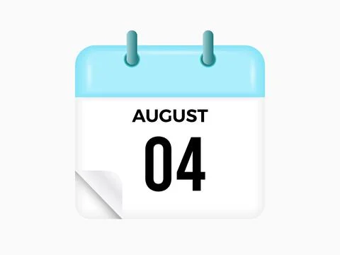 August 4 - calendar and Time planner. Daily Calendar Icon reminder. Vector .. Stock Illustration