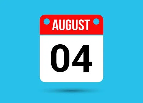 August 4 Calendar Date Flat Icon Day 4 Vector Illustration Stock Illustration