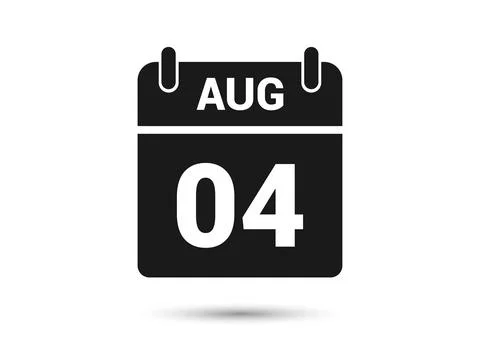 August 4 Calendar Date Flat Icon Stock Illustration