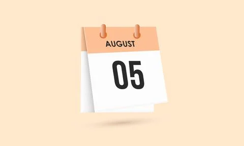 August 5 - calendar and Time planner. Daily Calendar Icon reminder. Vector .. Stock Illustration