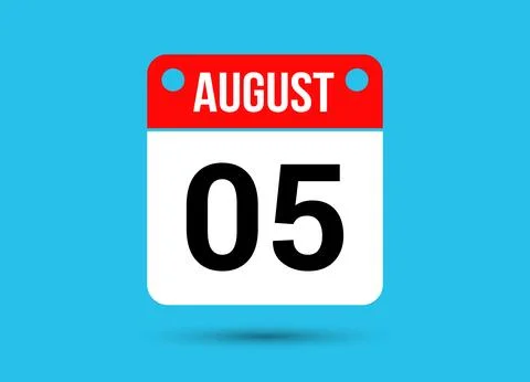 August 5 Calendar Date Flat Icon Day 5 Vector Illustration Stock Illustration