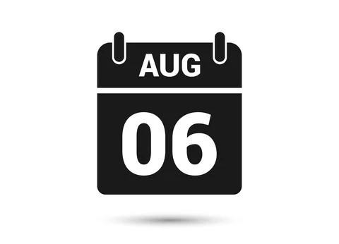 August 6 Calendar Date Flat Icon Stock Illustration