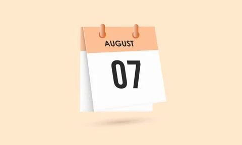 August 7 - calendar and Time planner. Daily Calendar Icon reminder. Vector .. Stock Illustration