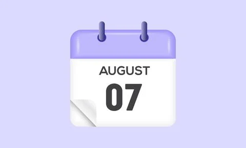 August 7 - calendar and Time planner. Daily Calendar Icon reminder. Vector .. Stock Illustration
