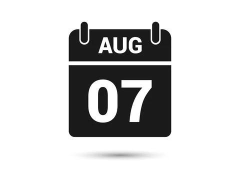 August 7 Calendar Date Flat Icon Stock Illustration