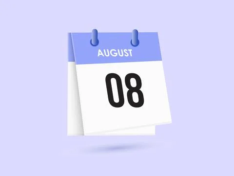 August 8 - calendar and Time planner. Daily Calendar Icon reminder. Vector .. Stock Illustration