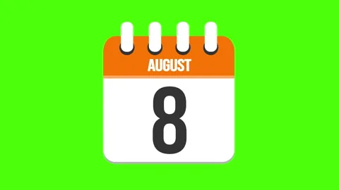 August 8. Calendar appearing, with the pages dropping down Stock Footage 292589301