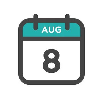 August 8 Calendar Day or Calender Date for Deadline or Appointment Stock Illustration