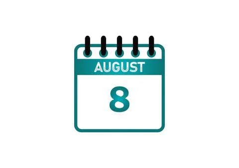 August 8 Calendar Icon Illustrazione stock